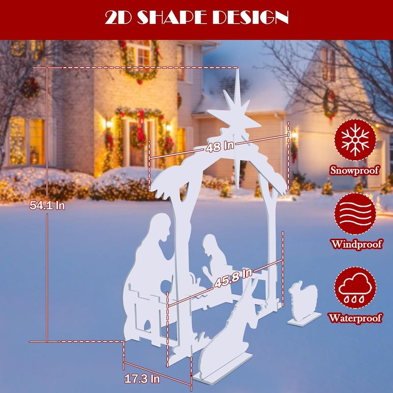 Raymean 4.5FT Outdoor Nativity Scene, Weatherproof Yard Nativity Set for Christmas Outdoor Decor, Christmas Holy Family Lawn Garden Yard Decoration - Image 3